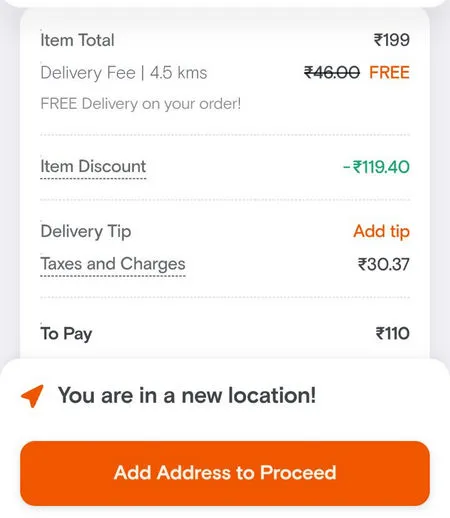 Discount after applying Swiggy Coupon Code