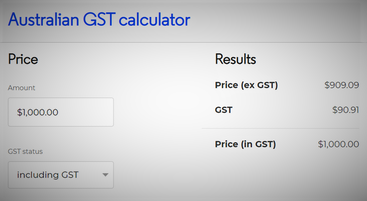 Australian GST Calculator